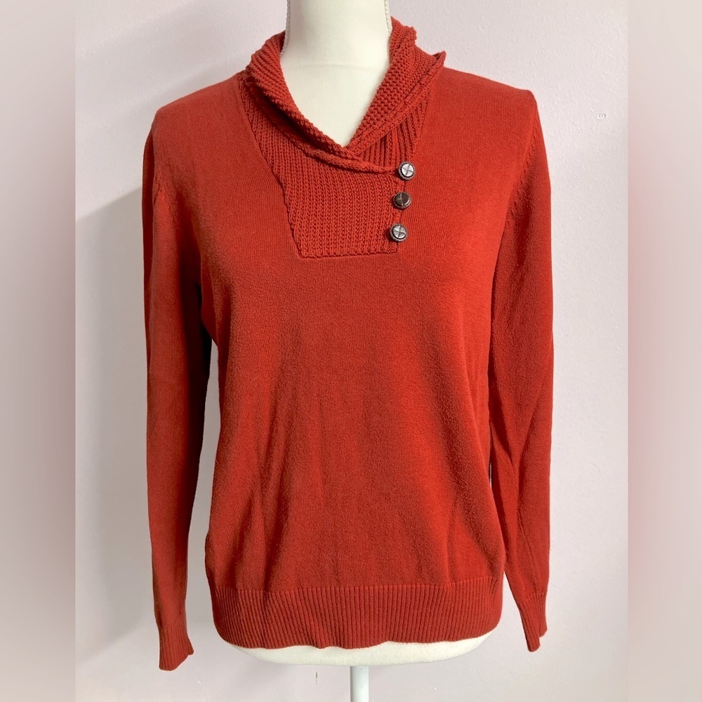 Vintage Women’s Pullover Sweater, M, Rust, Jeanne Pierre